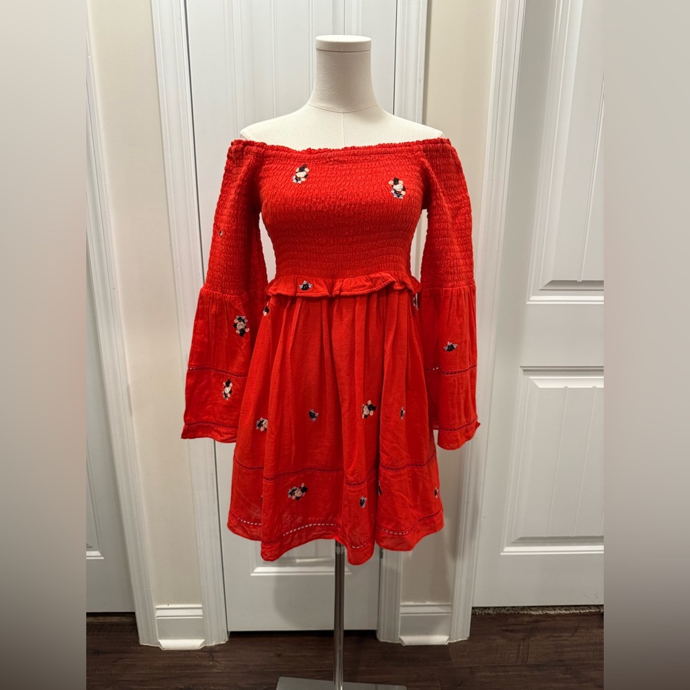 Free People Red Off the Shoulder Dress